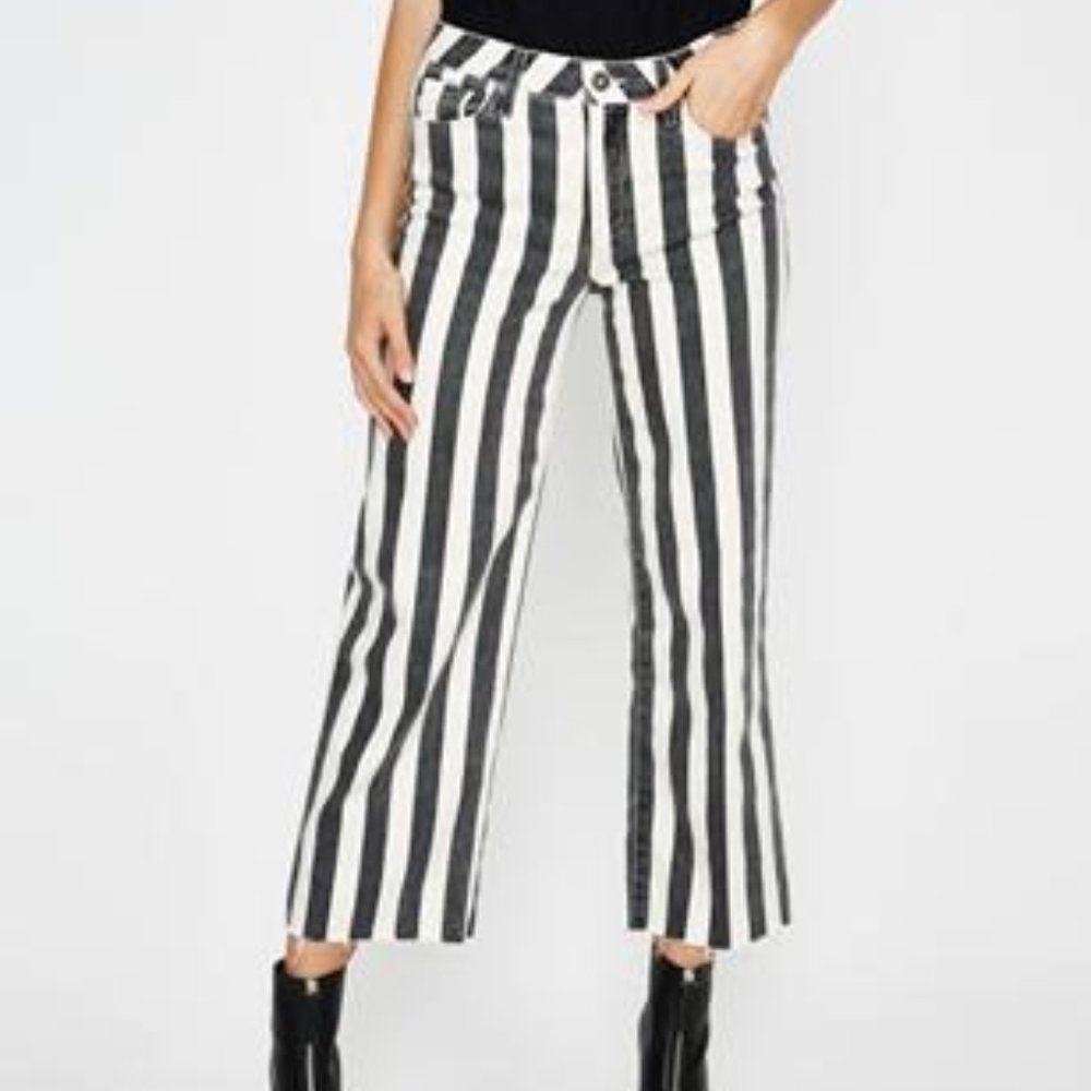Nellie Culotte Jeans Striped Black Ecru